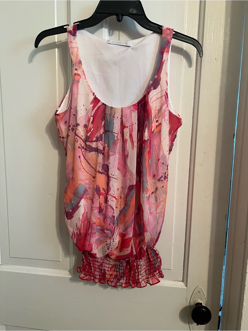 Charlotte Russe Pink Multi-Color Abstract Print Tank Top